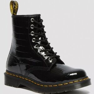 NEW! DR. MARTENS 1460 Patent Leather Crocodile Combat Boots 6.